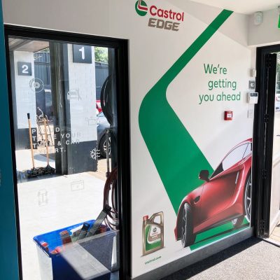 Hi Q Redditch internal castrol signage