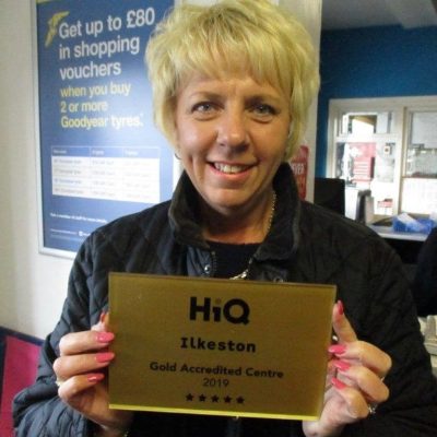 Deborah at HiQ Ilkeston receiving their Gold Standard Award 2019