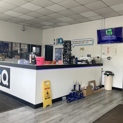 Hi Q Tyres Autocare Lanark reception waiting area with toilets and workshop viewing window