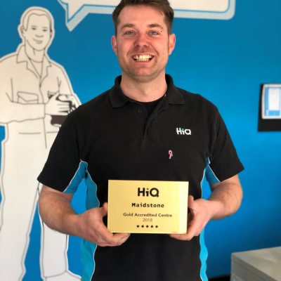 HiQ Maidstone centre manager Luke Crofts with Gold Standard Award 2018