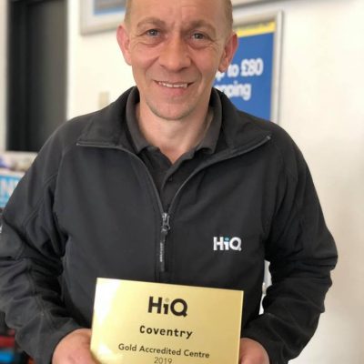 Jason at HiQ Coventry receiving their Gold Standard Award 2019