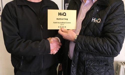 HiQ Kettering- Mick Collins receiving their Gold Standard Award 2018