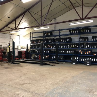 HiQ Evesham workshop and tyres in stock