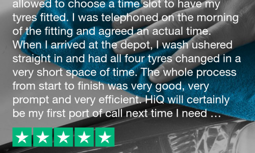 HiQ Tyres & Autocare Barwell Trustpilot review 5 star