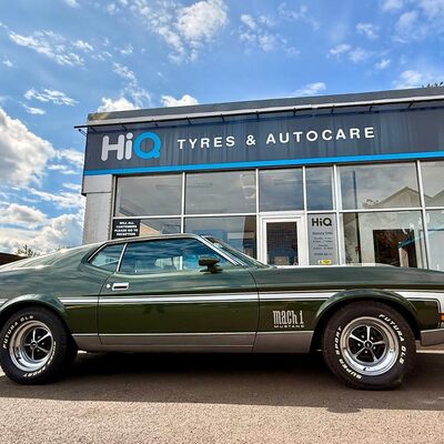 Hi Q Tyres Autocare Lancaster fancy car in front of Hi Q