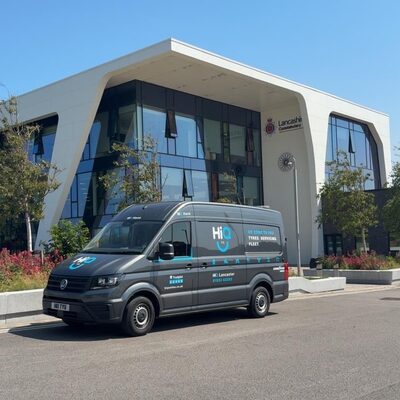 Hi Q Tyres Autocare Lancaster Mobile Van in front of the Police Station