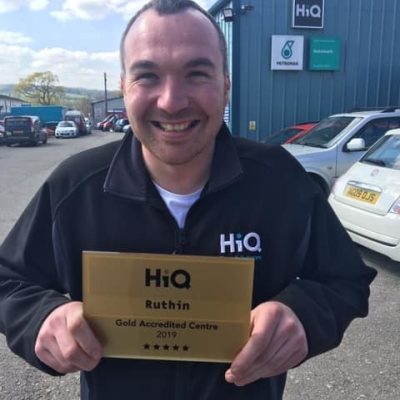 Dale at HiQ Ruthin receiving their Gold Standard Award 2019