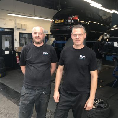 Scott and Martin working hard at HiQ Tyres Autocare Goffs Oak