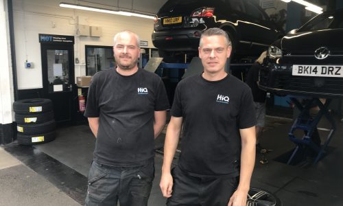 Scott and Martin working hard at HiQ Tyres Autocare Goffs Oak