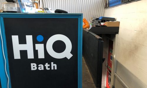 HiQ Tyres & Autocare Bath reception sign