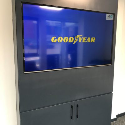 Digital Screen showing Goodyear logo at HiQ Enfield Centre