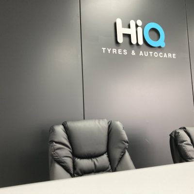 HiQ Tyres Autocare Aylesbury brand new internal signage at reception