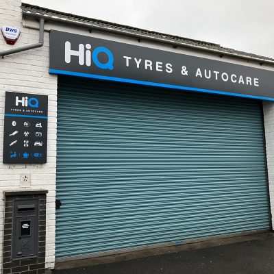Hi Q Tyres Autocare Staple Hill New Signage Roller Door and Icons