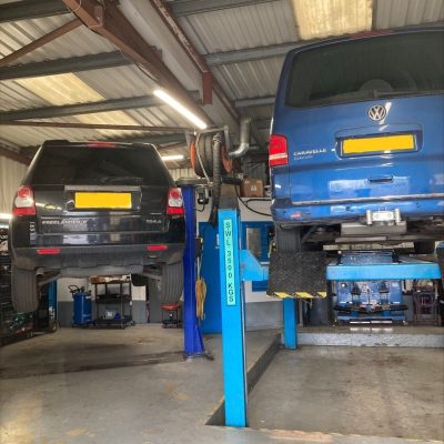Hi Q Tyres Autocare Chichester March Visit two cars in MOT bay