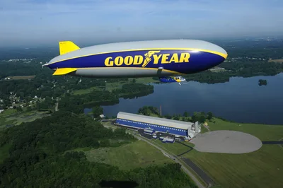 Goodyear Blimp takes flight