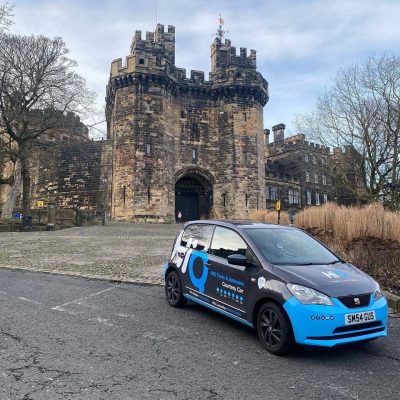Hi Q Halton and Lancaster Courtesy Car 3 in front of castle