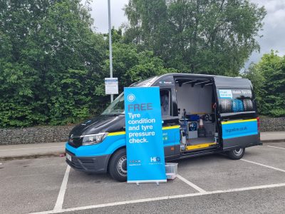 Hi Q Tyres Autocare Coventry Mobile van with roll sheet marketing