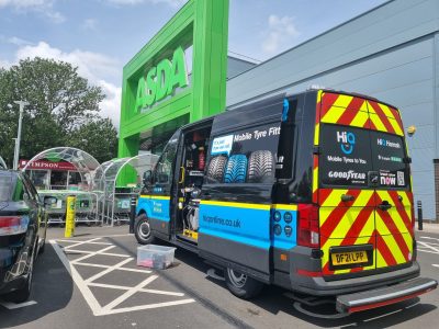 Hi Q Tyres Autocare Coventry Mobile Vans photoshoot Asda