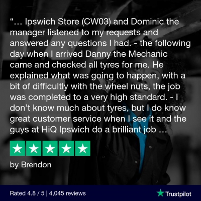 Trustpilot 5 star review Hi Q Tyres Autocare Ipswich
