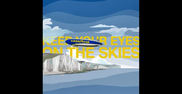 Goodyear Blimp over cliffs of dover thumbnail