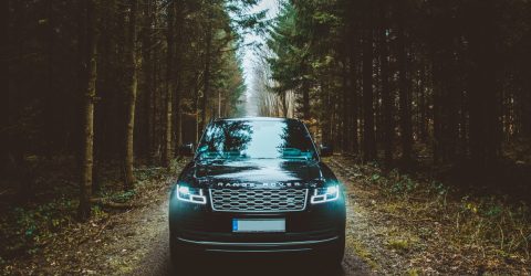 Black Range Rover in the woods Off Road