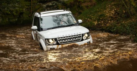 Range Rover Discovery Driving Through River Off Road Off Road