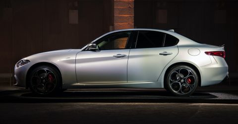 Silver Alfa Romeo side profile