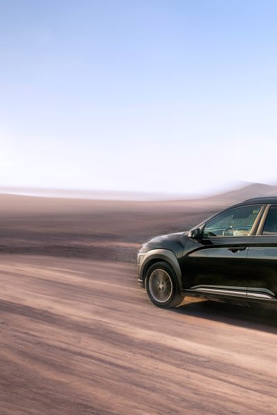 Black Hyundai in desert