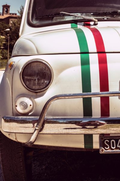 Fiat white with green and red stripes