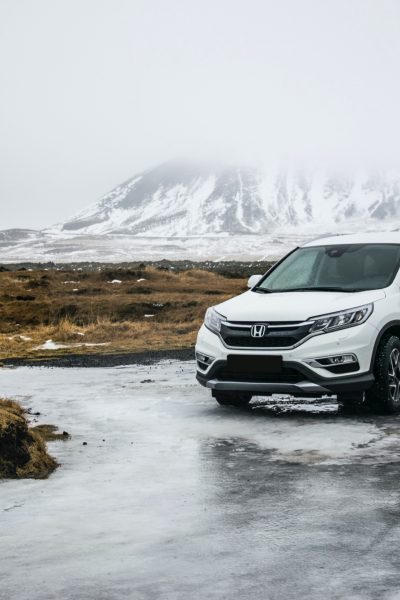 Honda in mountain landscape