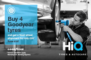 Buy 4 Goodyear tyres and get a wheel alignment for £20.
