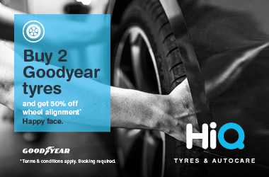 Buy two Goodyear Tyres & get 50% off Wheel Alignment